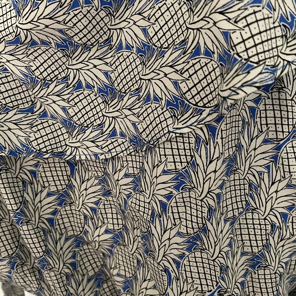 Maeve Anthropology Blue Pineapple Ruffled Flutter Sleeve Blouse - Picture 5 of 8